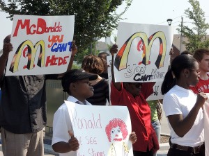 YOU CAN’T HIDE: After the general counsel for the NLRB found that McDonalds is a “joint employer” and responsible for the actions of its franchisees, workers took their message directly to the boss.
