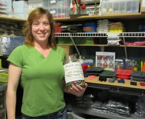 CRAYON CREATIVITY: Stacey Bonuso, an IBEW Local 1 member, has saved more than a ton of crayons from the landfill since starting her crayon recycling side business in 2009. – Labor Tribune photo 