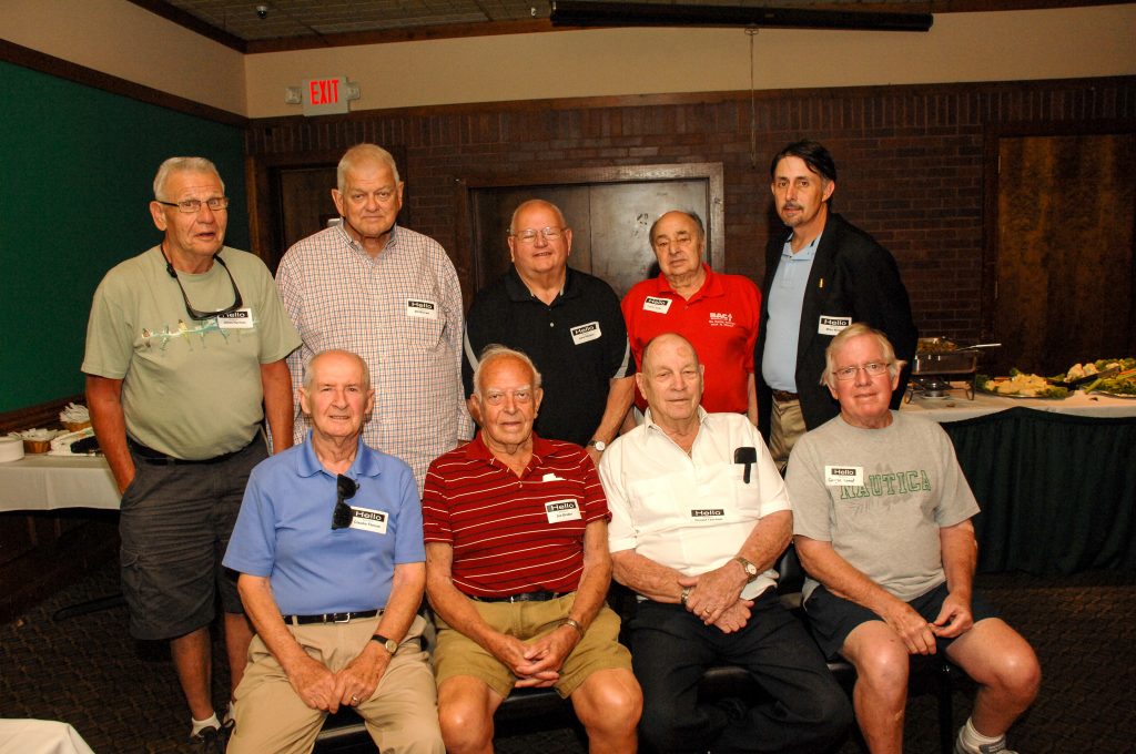 LOCAL 18 Tile, Marble and Terrazzo Retirees were also in attendance. Pictured are (front row, from left) Claudio Florean, Joseph Brader, Donald Taschner, and George Wood, (second row, from left) James Hunnius, Bill Michael, John Raniero, Frank Lauria and Tile, Marble and Terrazzo Workers' Local 18 of Missouri President and Field Representative Michael Weber. – Arteaga Photo