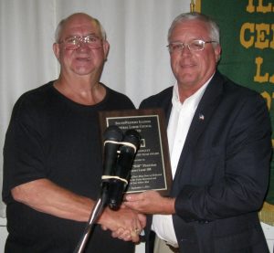 BILL THURSTON (left) president of Southwestern Illinois Central Labor Council, was awarded the George R. Badgley Labor Man of the Year Award, presented by Scot Luchtefeld, executive vice president of the Central Labor Council. – Labor Tribune photo
