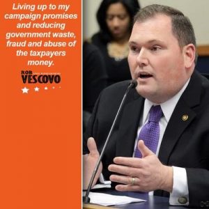 CAMPAIGN RHETORIC: Rep. Rob Vescovo’s profile photo on his Twitter page boasts he’s reducing government waste, fraud and abuse of taxpayers’ money. Some would beg to differ based on numerous judgments against several businesses owned by the politician regarding tax delinquency.